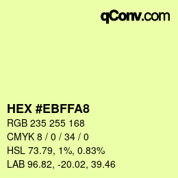 Farbcode: HEX #EBFFA8 | qconv.com