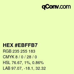 Farbcode: HEX #EBFFB7 | qconv.com