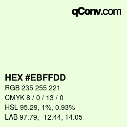 カラーコード: HEX #EBFFDD | qconv.com