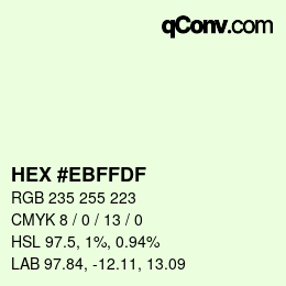 Farbcode: HEX #EBFFDF | qconv.com
