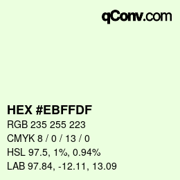 Color code: HEX #EBFFDF | qconv.com