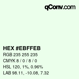 カラーコード: HEX #EBFFEB | qconv.com