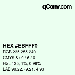 カラーコード: HEX #EBFFF0 | qconv.com