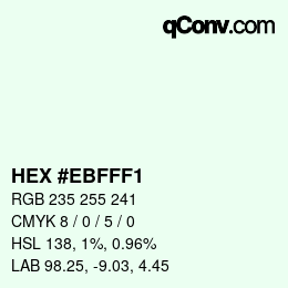 Color code: HEX #EBFFF1 | qconv.com