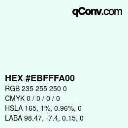 Color code: HEX #EBFFFA00 | qconv.com