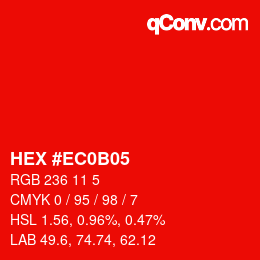 颜色代码: HEX #EC0B05 | qconv.com