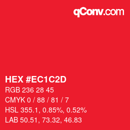 カラーコード: HEX #EC1C2D | qconv.com