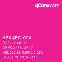 カラーコード: HEX #EC1C94 | qconv.com