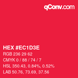 Color code: HEX #EC1D3E | qconv.com