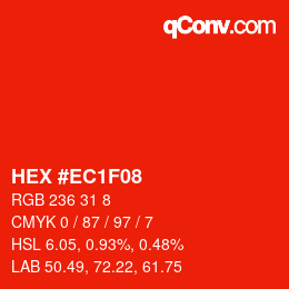 Color code: HEX #EC1F08 | qconv.com