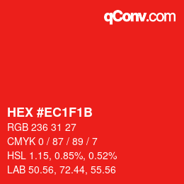 カラーコード: HEX #EC1F1B | qconv.com