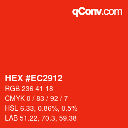 カラーコード: HEX #EC2912 | qconv.com