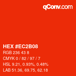 カラーコード: HEX #EC2B08 | qconv.com