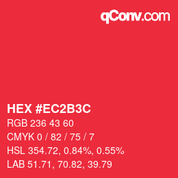 Color code: HEX #EC2B3C | qconv.com