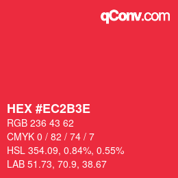 Color code: HEX #EC2B3E | qconv.com