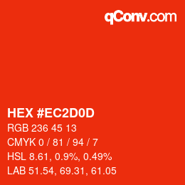 カラーコード: HEX #EC2D0D | qconv.com