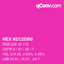 颜色代码: HEX #EC2DB0 | qconv.com