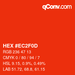 Color code: HEX #EC2F0D | qconv.com