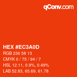 カラーコード: HEX #EC3A0D | qconv.com