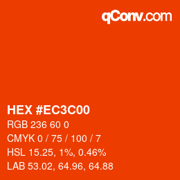 カラーコード: HEX #EC3C00 | qconv.com
