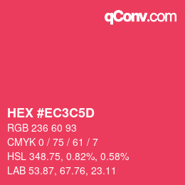 颜色代码: HEX #EC3C5D | qconv.com