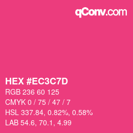 颜色代码: HEX #EC3C7D | qconv.com