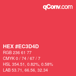 カラーコード: HEX #EC3D4D | qconv.com