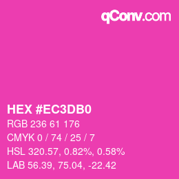 颜色代码: HEX #EC3DB0 | qconv.com