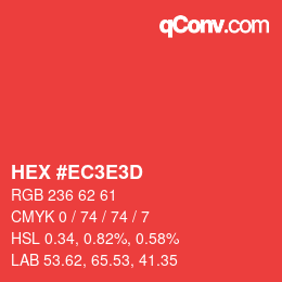 Color code: HEX #EC3E3D | qconv.com