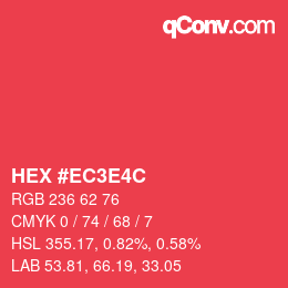 カラーコード: HEX #EC3E4C | qconv.com