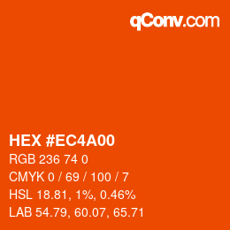 カラーコード: HEX #EC4A00 | qconv.com