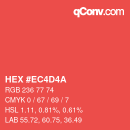 カラーコード: HEX #EC4D4A | qconv.com