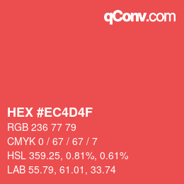 颜色代码: HEX #EC4D4F | qconv.com