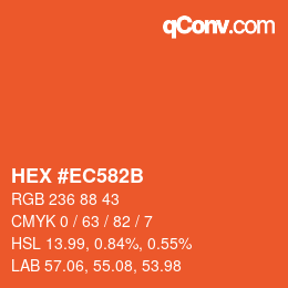 Farbcode: HEX #EC582B | qconv.com