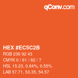 Color code: HEX #EC5C2B | qconv.com