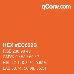 Color code: HEX #EC622B | qconv.com