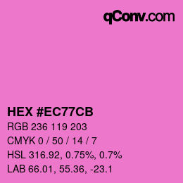 颜色代码: HEX #EC77CB | qconv.com