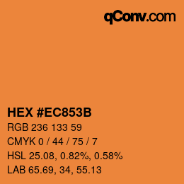 Color code: HEX #EC853B | qconv.com