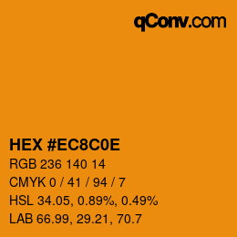 Color code: HEX #EC8C0E | qconv.com