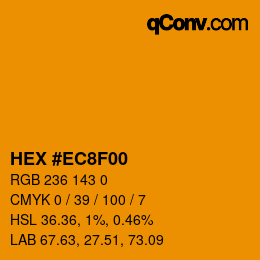 カラーコード: HEX #EC8F00 | qconv.com