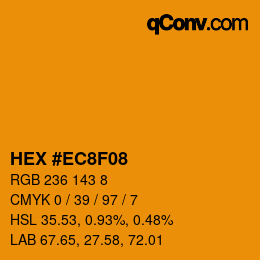 カラーコード: HEX #EC8F08 | qconv.com