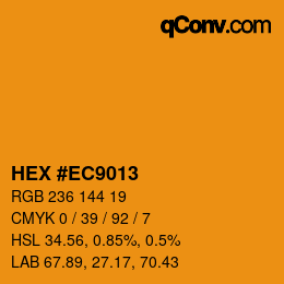 颜色代码: HEX #EC9013 | qconv.com