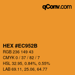 Color code: HEX #EC952B | qconv.com