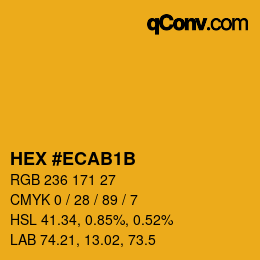 Color code: HEX #ECAB1B | qconv.com