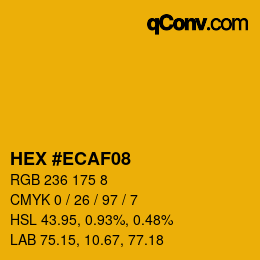 Color code: HEX #ECAF08 | qconv.com