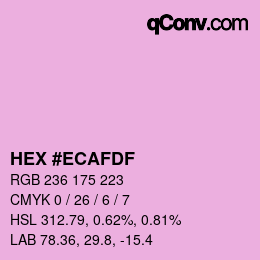 Color code: HEX #ECAFDF | qconv.com