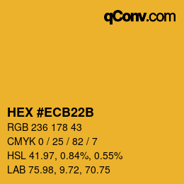 Color code: HEX #ECB22B | qconv.com