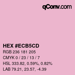カラーコード: HEX #ECB5CD | qconv.com