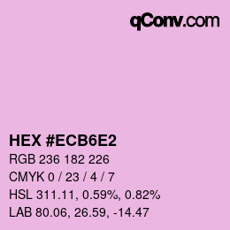颜色代码: HEX #ECB6E2 | qconv.com