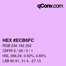 颜色代码: HEX #ECB6FC | qconv.com